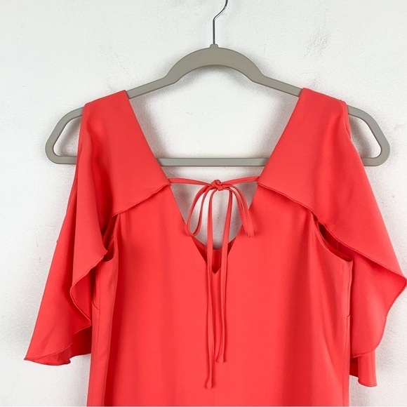 Trina Turk Womens Traverse Ruffle Sleeve Dress in Coral Lilly Sz XS - Picture 5 of 8